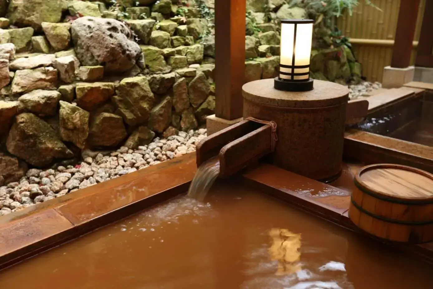 Brown iron water of Arima Onsen in Japan