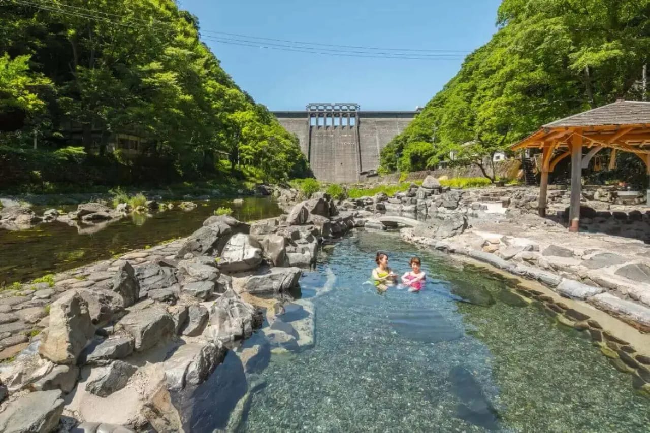 Natural onsen spring of Yubara Onsen in Japan